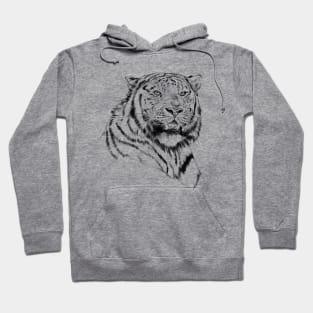 Amur Tiger Portrait Black and White Hoodie